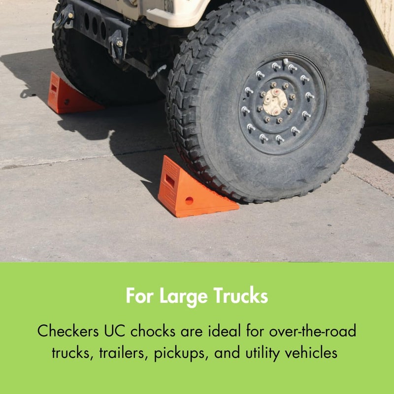 Checkers Roped Pair of Large Wheel Chocks for 27-35" Tires, Heavy Duty Wheel Chock for Semi Trucks, Utility, Tractor Trailer, 30k lb Load Capacity, Made in The USA, Polyurethane, UC1700-P - Image 2
